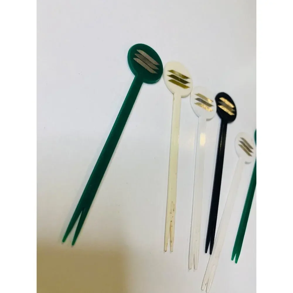 Lot of 6 Vintage Plastic Cocktail Forks 4